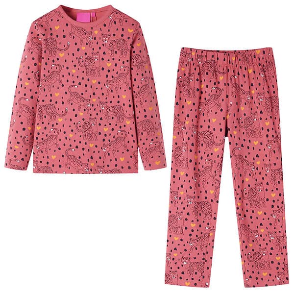 vidaXL Pyjamas med långa ärmar för barn gammelrosa 104 13760