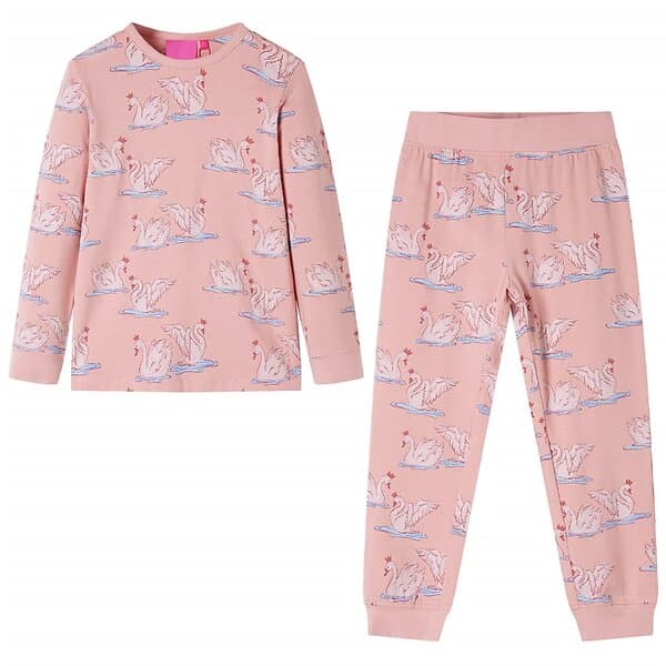 vidaXL Pyjamas med långa ärmar för barn ljusrosa 140 14228