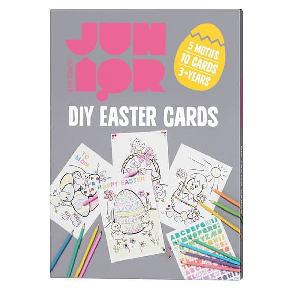 Panduro Hobby DIY-kit Easter Cards påskpyssel – 10 påskkort, 12 pennor, stickers & strass