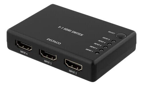 Deltaco HDMI-Switch, 5-1, Fjärrkontroll Svart