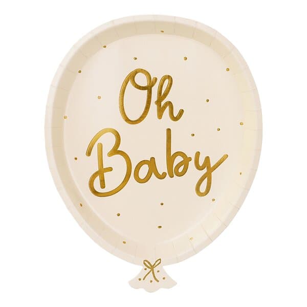 PartyDeco Papperstallrikar Oh Baby Ballong