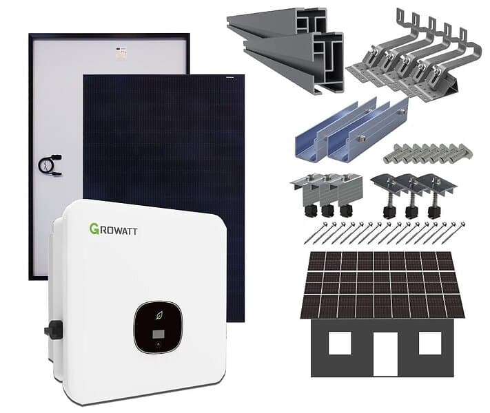 Growatt Solcellspaket 8kW 230V 3-fas med fästmaterial