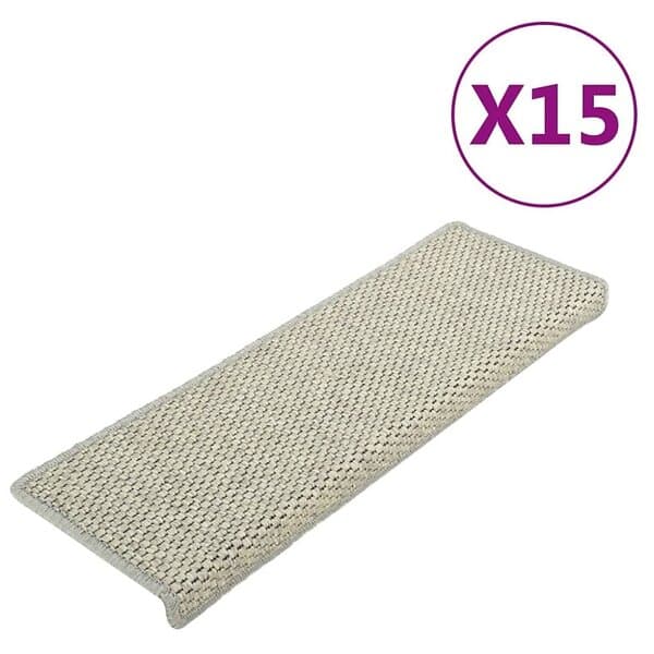 vidaXL Trappstegsmattor självhäftande sisal 15 st 65x21x4 cm grå 326887