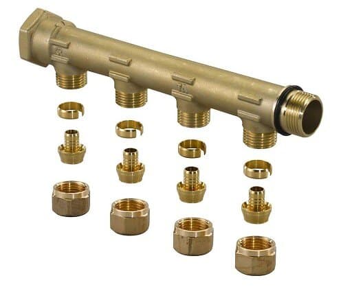 Uponor Aqua PLUS fördelarrör PEX WTR DR G3/4"MT/FT 4X15 c/c50mm