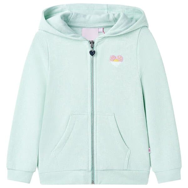 vidaXL Barnhoodie med dragkedja ljus mintgrön mix 104 10990