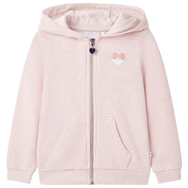 vidaXL Barnhoodie med dragkedja ljusrosa mix 128 10982