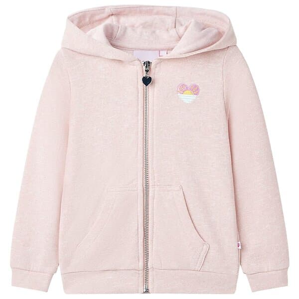 vidaXL Barnhoodie med dragkedja ljusrosa mix 140 10983
