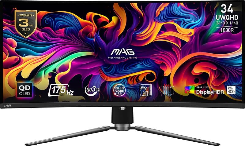 MSI MAG 341CQP QD-OLED Curved 34" OLED 3440x1440 175 Hz 2xHDMI,DP,USB-C Adaptive-Sync