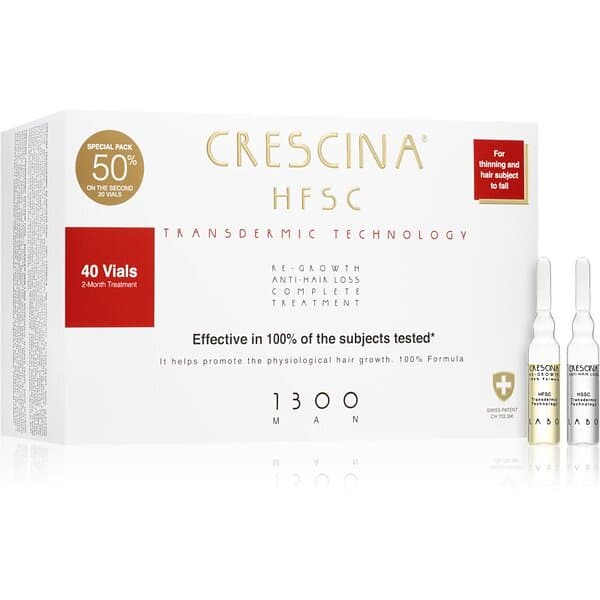 Crescina Transdermic 1300 Re-Growth and Anti-Hair Loss vård som främjar hårtillväxten och hindrar håravfall för män 40x3,5ml