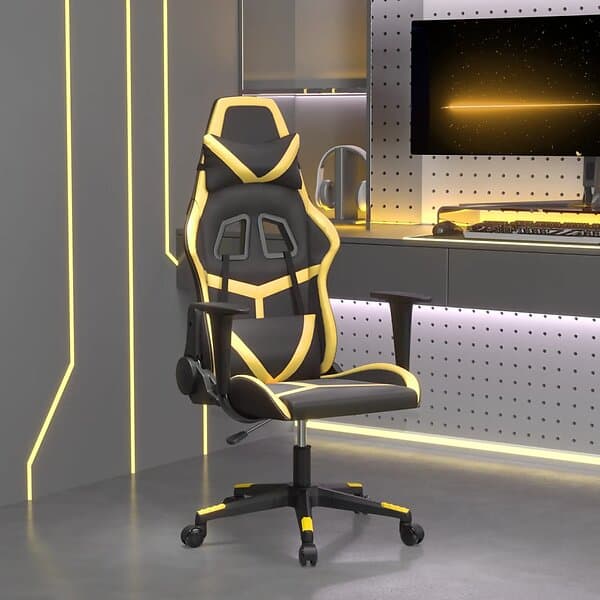 vidaXL Gamingstol med massage svart och guld konstläder 345425