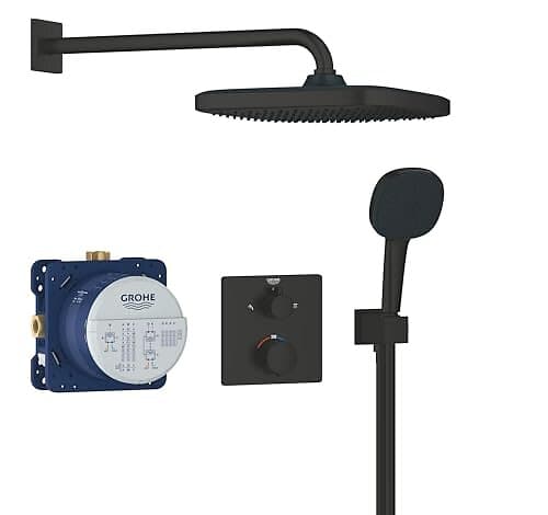 Grohe Precision Thermostat Dusjpakke For innbygning, Sort Matt 348822430