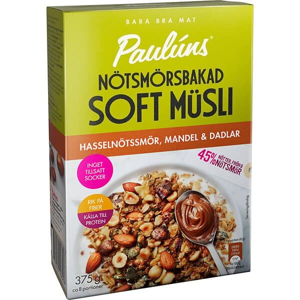 Paulúns Soft Müsli Hasselnöt, Mandel 375g