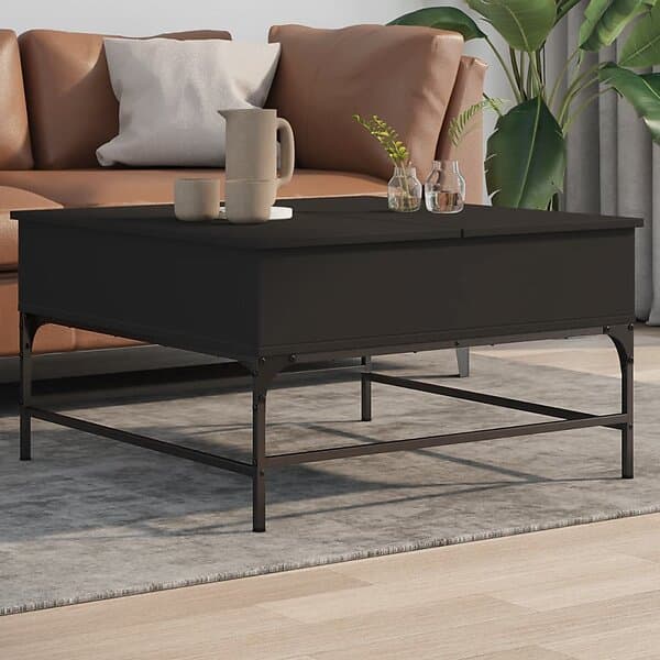 vidaXL Soffbord svart 80x80x45 cm konstruerat trä och metall 845401