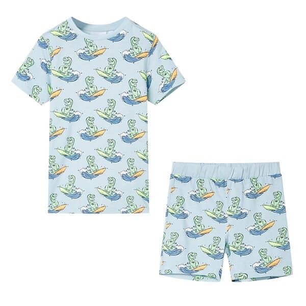 vidaXL Barnpyjamas med korta ärmar ljusblå 116 11861