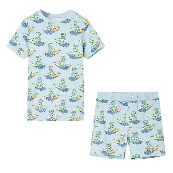 vidaXL Barnpyjamas med korta ärmar ljusblå 104 11860