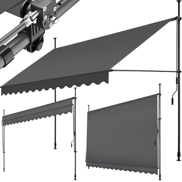 TecTake Spännmarkis Och Soltak Med Handvev, Höjdjusterbar 350 X 180cm