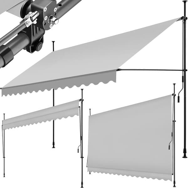 TecTake Soltak/markis Med Handvev, Höjdjusterbar 400 X 180cm