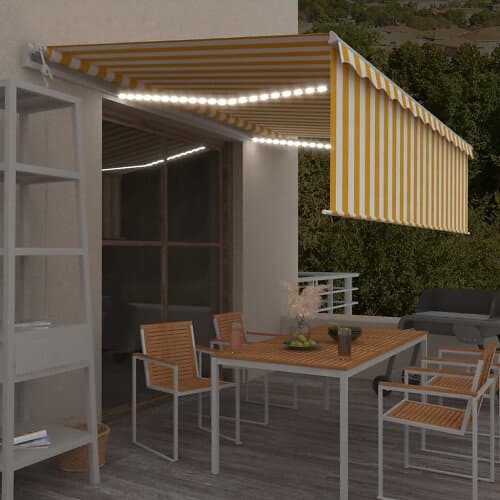 vidaXL Automatiserad markis med rullgardin vindsensor LED 5x3m 