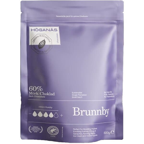 Höganäs Chocolate Dark Chocolate 60% Couverture "BRUNNBY" 500g