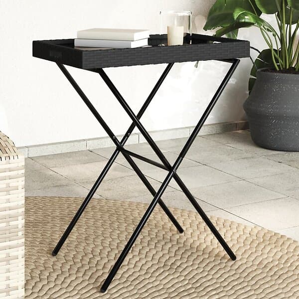 vidaXL Hopfällbart brickbord svart 65x40x75 cm konstrotting 365127