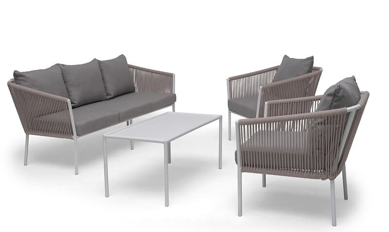 Hillerstorp Lersund soffgrupp Vit/beige 3-sitssoffa, 2 fåtöljer & bord