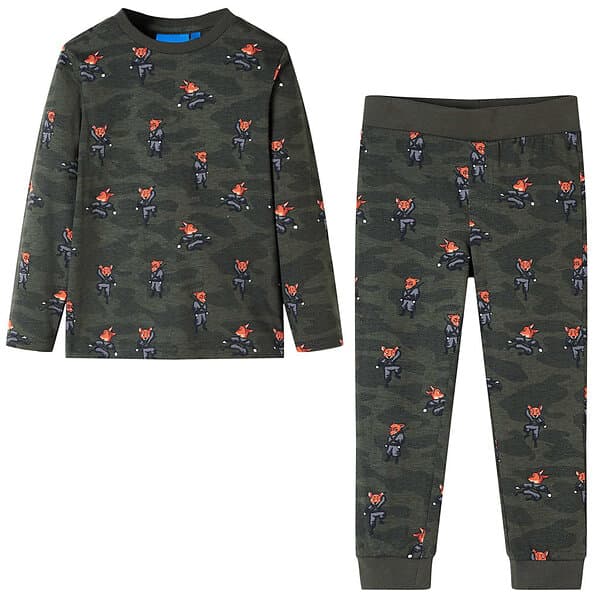 vidaXL Pyjamas med långa ärmar för barn khaki 116 12686