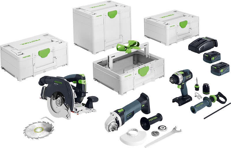 Festool 18V Combokit för träbygge HKC 55/TPC 18/AGC 18/TB M 137