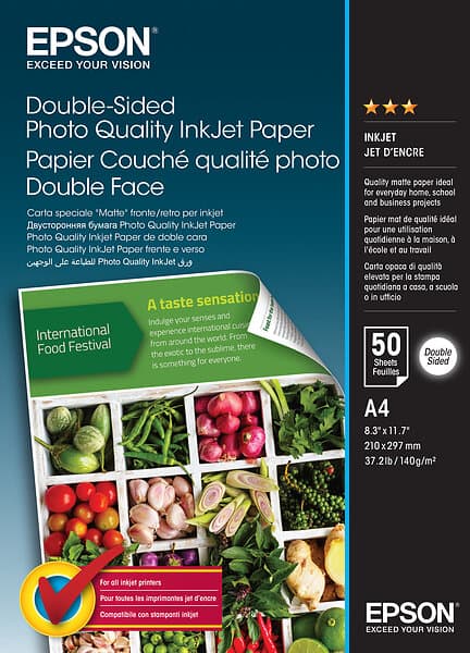 Epson  Double-Sided Photo Quality Inkjet Paper A4, 50 ark, 140g/m2