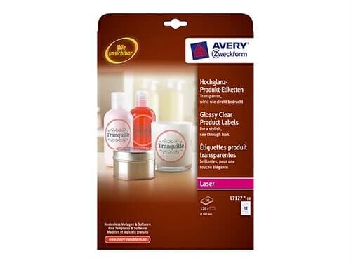 Avery Etiketter 60mm transparent |  L7127-10 120st