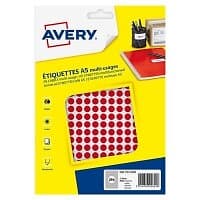 Avery Markeringspunkter 8mm Ø röd PET08R 2,940st
