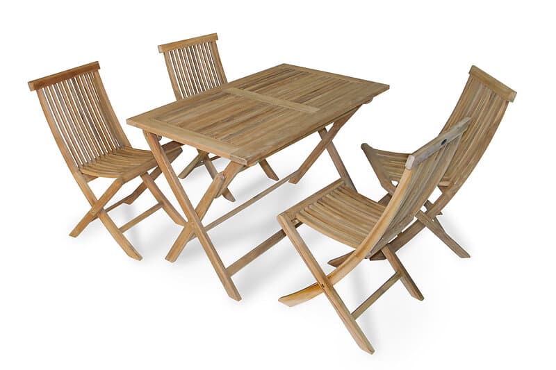 Brafab Turin matgrupp Teak 4 fällstolar och 140x80 bord