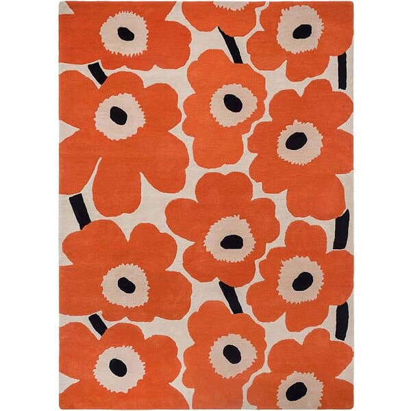 Marimekko Unikko ullmatta Orange Red, 140x200 cm