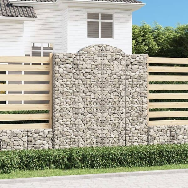 vidaXL Gabioner bågformade 13 st 200x50x220/240 cm galvaniserat järn 3146457