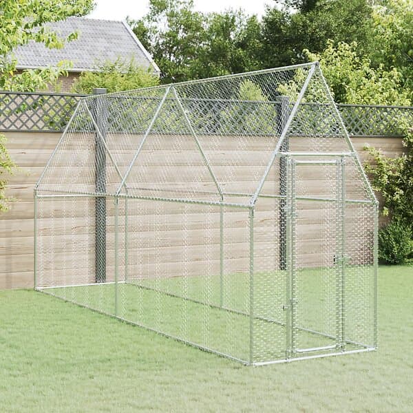 vidaXL Hönsbur silver 400x100x190 cm galvaniserat stål 172551