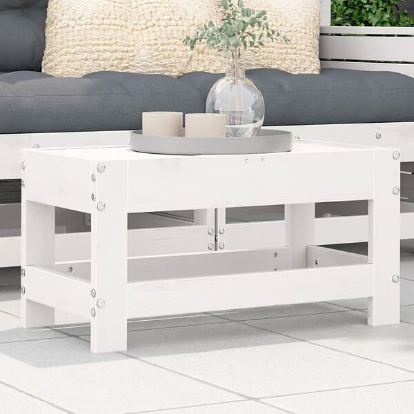 vidaXL Fotpall för trädgården vit 62x30x32 cm massiv furu 844894