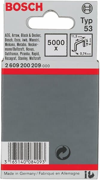 Bosch Häftklammer 2609200209; 11,4x6,0 mm; 5000 st.; typ 53