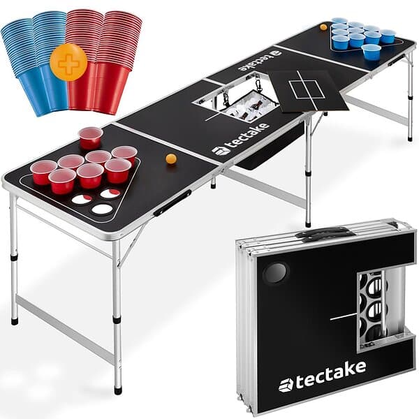 TecTake Beerpong bord Beer Ball Blitz - hopfällbar och höjdjusterbar