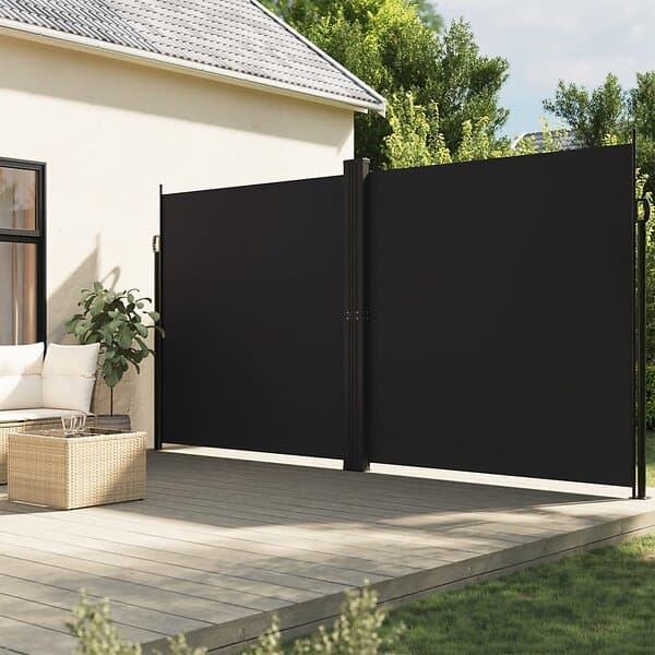 vidaXL Infällbar sidomarkis svart 200x1000 cm 4004759