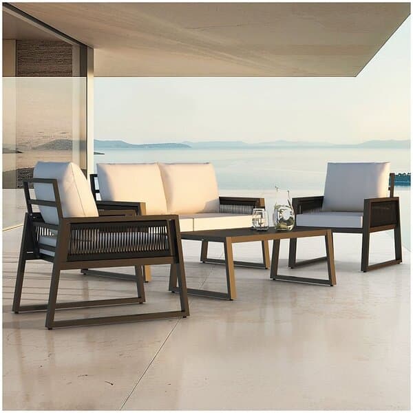 TecTake Loungeset Captive med repdesign och aluminiumram antracit