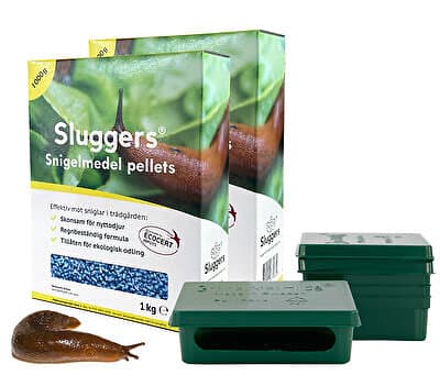 Sluggers Paket: Snigelmedel 2kg Snigelbarer 5st