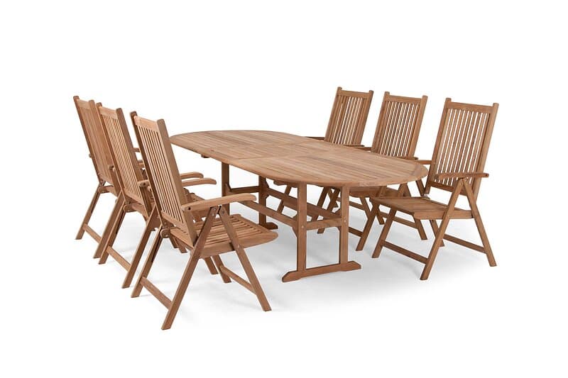 Cinas Julia matgrupp Teak 6 stolar & bord 200-250x100 cm