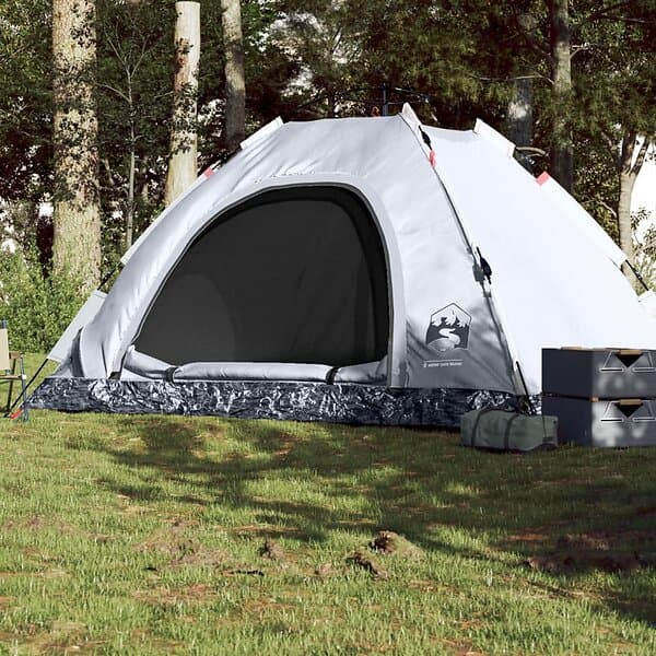 vidaXL Campingtält 5 personer vit mörkläggningstyg snabbrest 4004176