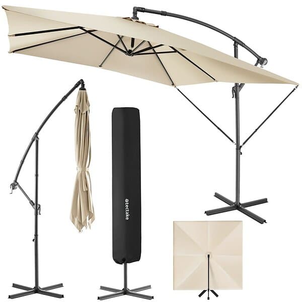 TecTake Solparasoll Apollon Med Vevmekanism 2,5 X 2,5m