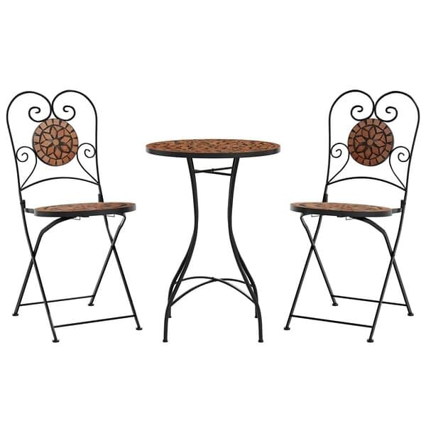 vidaXL Caféset mosaik terrakotta järn och keramik 3216352