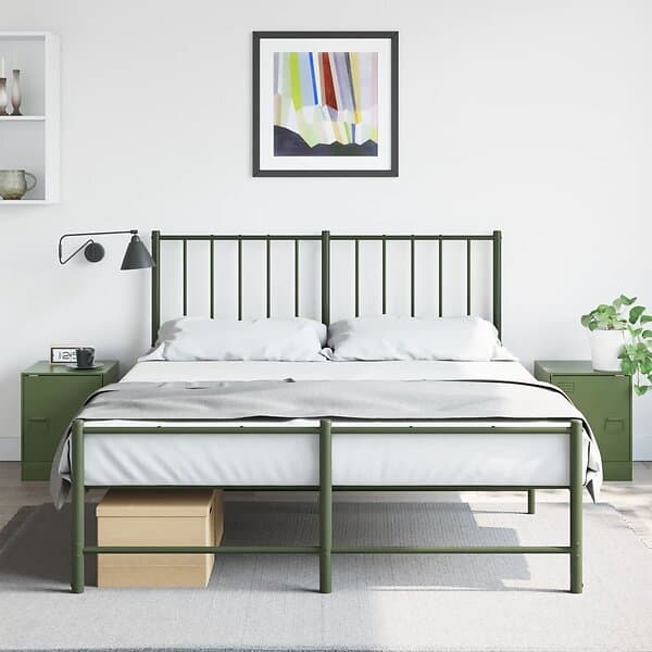 vidaXL Sängskåp 2 st olivgrön 34,5x39x44 cm stål 841616