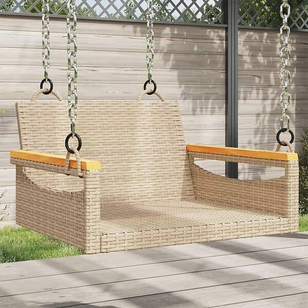 vidaXL Gungbänk beige 63x62x40 cm konstrotting 368163