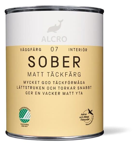 Alcro Sober Matt Täckfärg 1l Vit nr 21