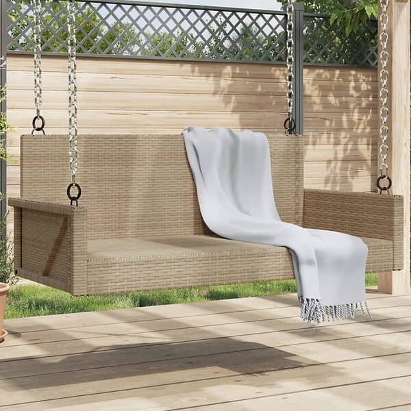 vidaXL Gungbänk beige 119x56x48 cm konstrotting 365628