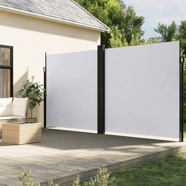 vidaXL Infällbar sidomarkis vit 200x1000 cm 4004766