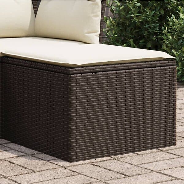 vidaXL Trädgårdspall med dyna brun 55x55x37 cm konstrotting 366204